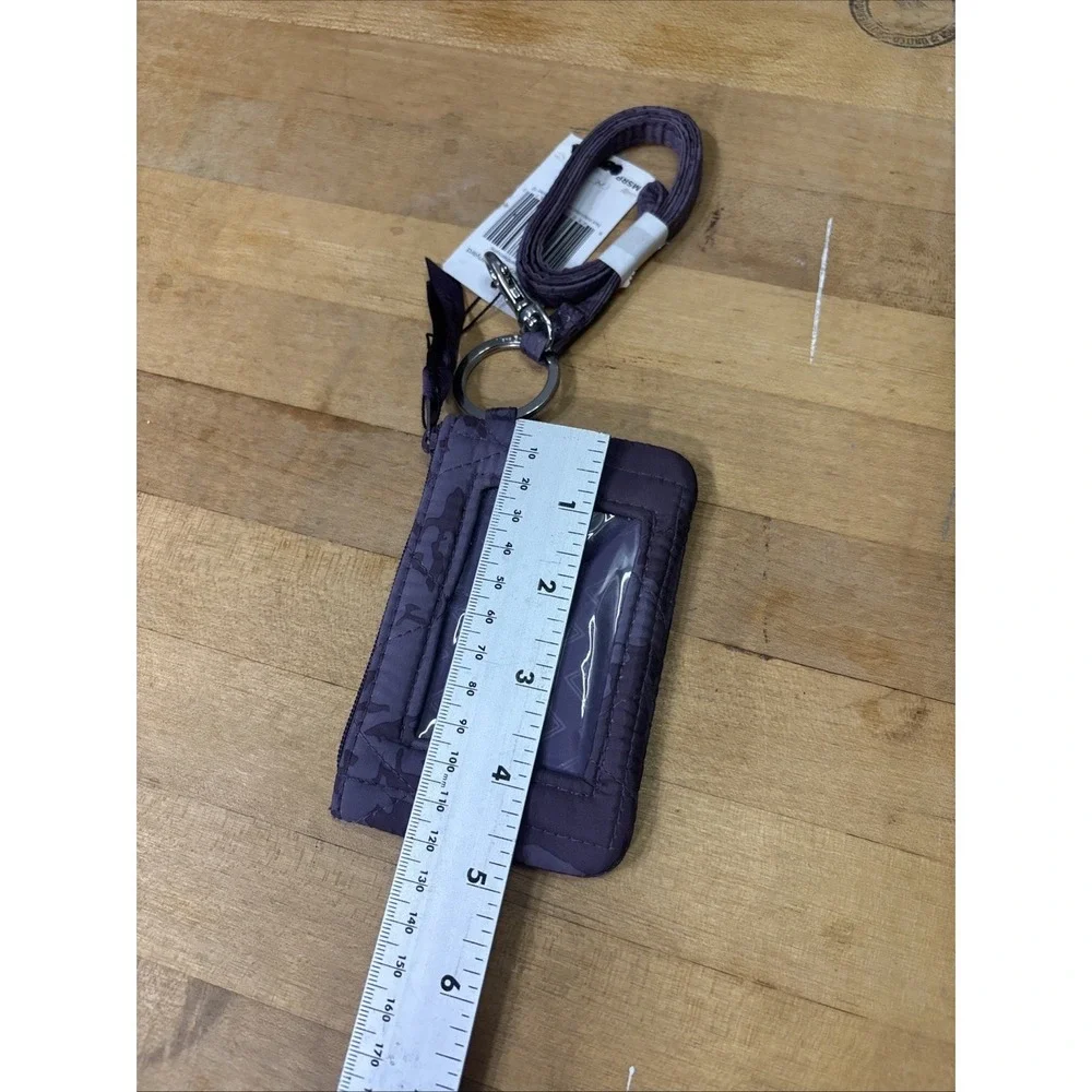 Vera Bradley Ultralight Zip ID Lanyard Tonal Chrysanthemums Purple NWT